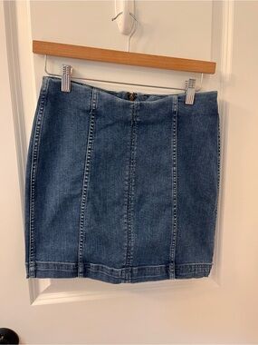 Free People Denim Panel Mini Skirt - Blue
